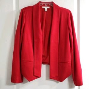 Chicos Red Lapel Open Blazer NWOT